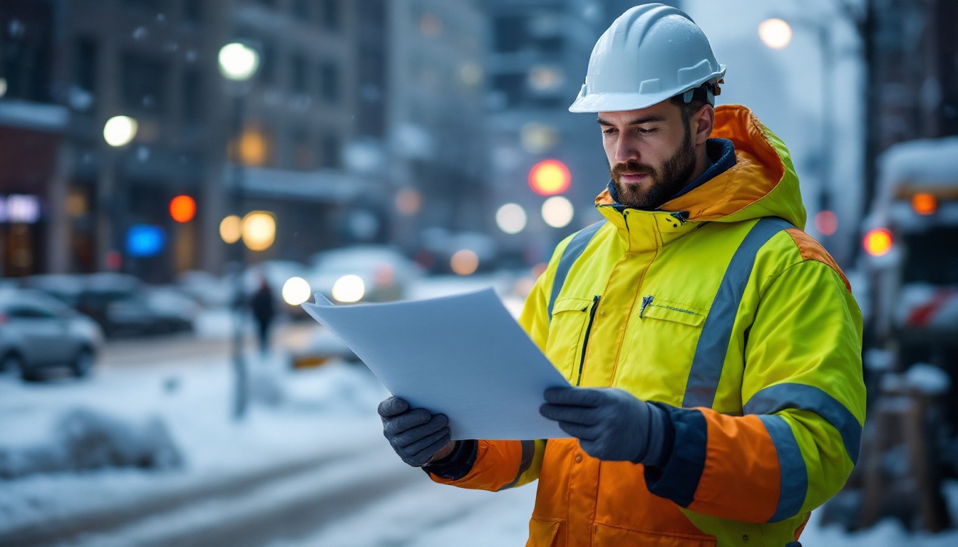 Winterdienst-Dokumentation: Mitarbeiter prüft Einsatzdaten bei Glätte